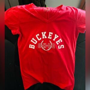 Buckeyes  Red V-Neck T-Shirt